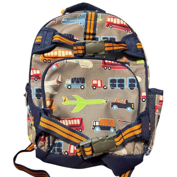 Pottery Barn Kids Preschool Backpack Transportation Print Airplanes Cars Buses - Picture 1 of 8